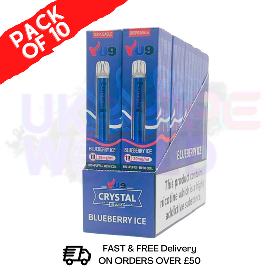 Blueberry ICE Crystal Bar Puffs 600 VU9 Box Of 10