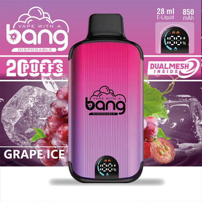 Bang 20000 Puffs LED Display Disposable Vape Bang King Double Crystal 20000 Puffs Vape 20K Disposable Vape Pen E Cigarette Prefilled-650mAh Battery, 25ml E-liquid, Multiple Nicotine 12 Flavors
