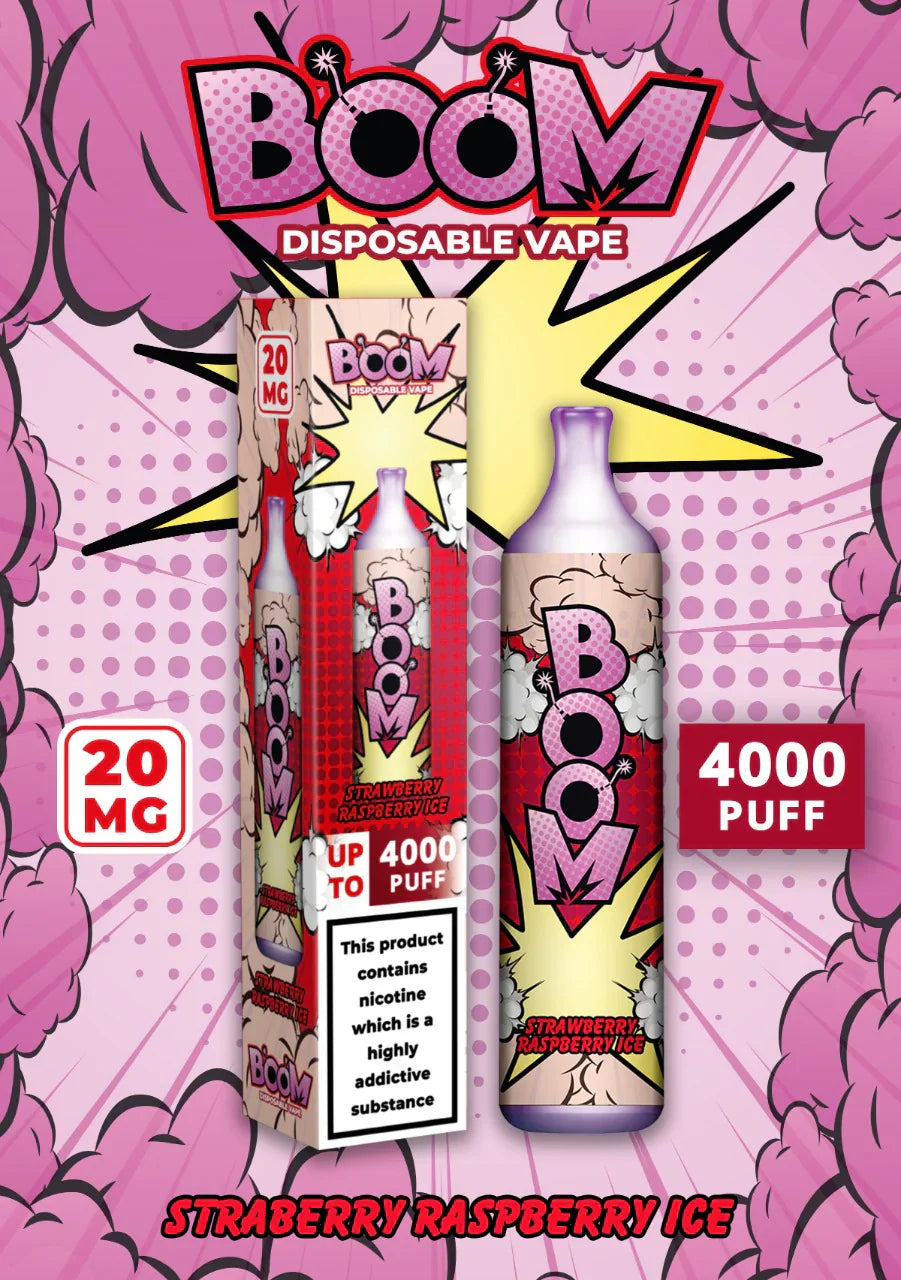 Pack of 10 Boom Disposable Vape2 ml 20 mg Up to 4000 Puffs Non rechargeable
