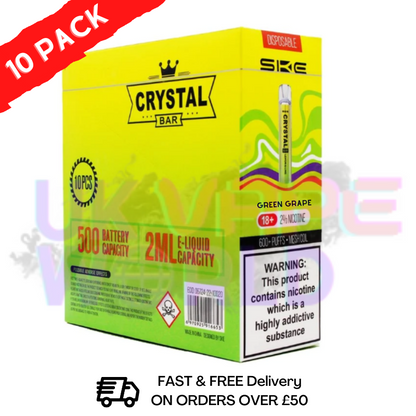 Green Grape - Crystal Bar Puffs 600 SKE Box Of 10 - £26.99