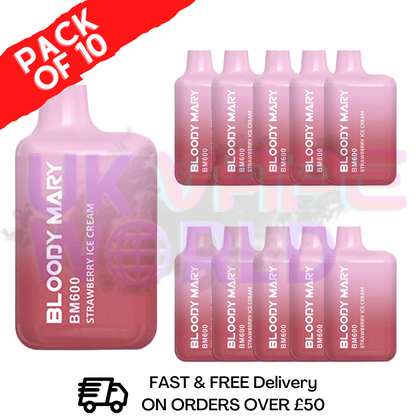 Strawberry ICE Cream - Bloody Mary 600Puff Box of 10