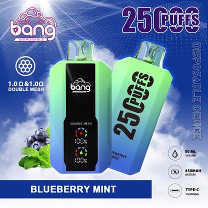 Bang 25000 Puffs Smart Full Screen Turn Ice Wholesale Disposable Vape E Cigarette Puff 25k  Prefilled Pod-850mAh Battery, 30ml E-liquid, Multiple Nicotine 16 Flavors