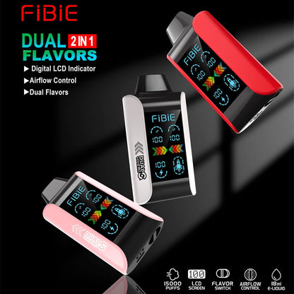 STRAWBERRY ICE & GUAVA PASSION FRUIT -FIBIE 15000 Dual Flavors Disposable Vapor Wands(15000 PUFFS)
